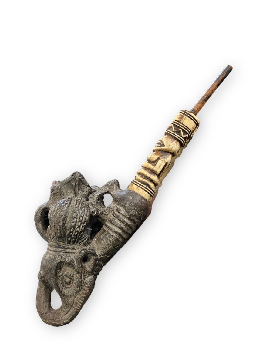 Ceremonial Or Dignitary Elephant Pipe Africa Bamoun People