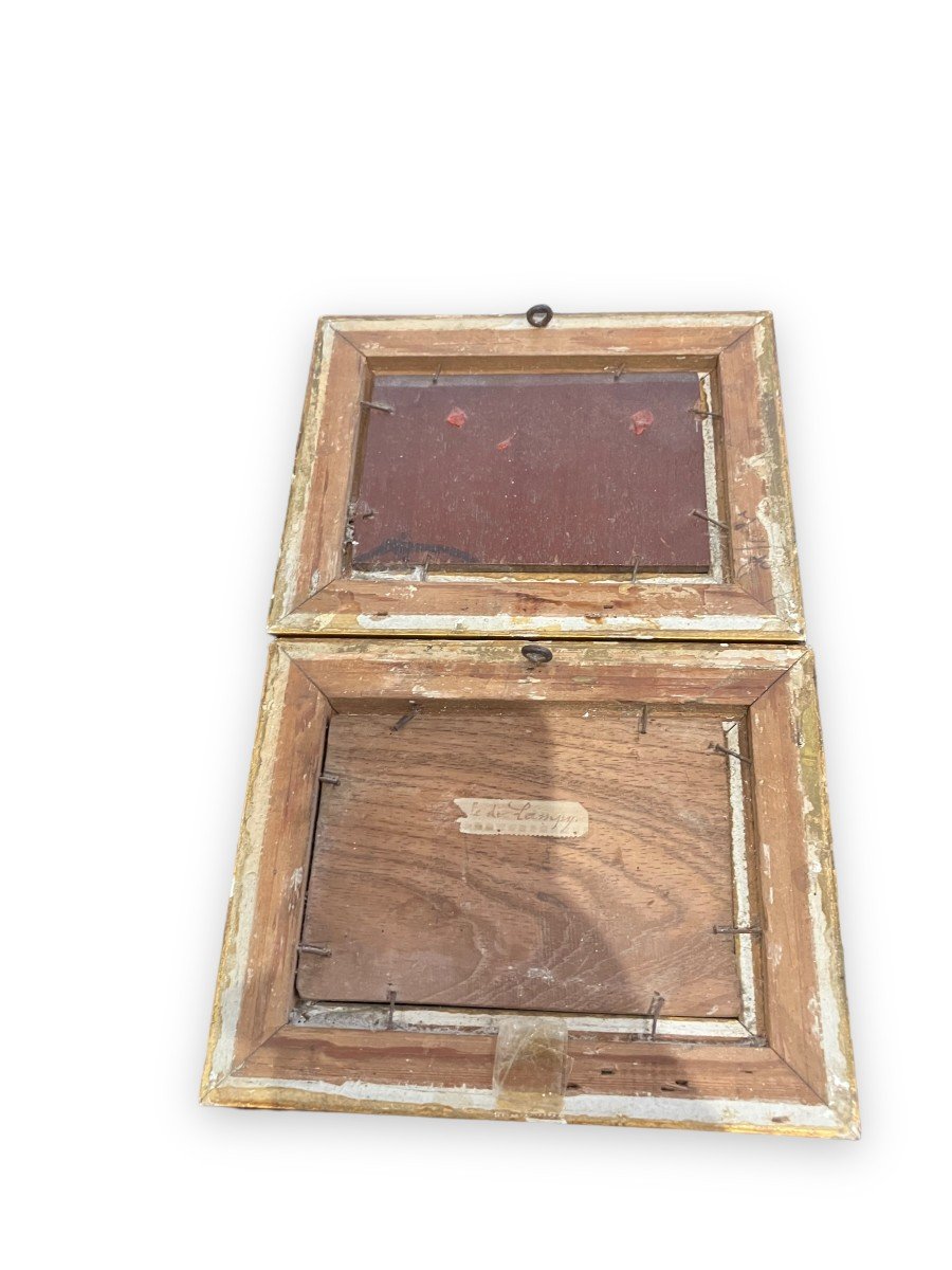 Paire d'Huiles Sur Panneau Paysages Animés XIXeme-photo-4