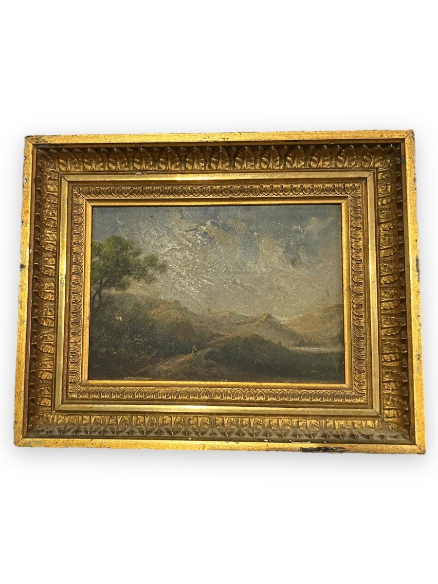 Paire d'Huiles Sur Panneau Paysages Animés XIXeme-photo-7