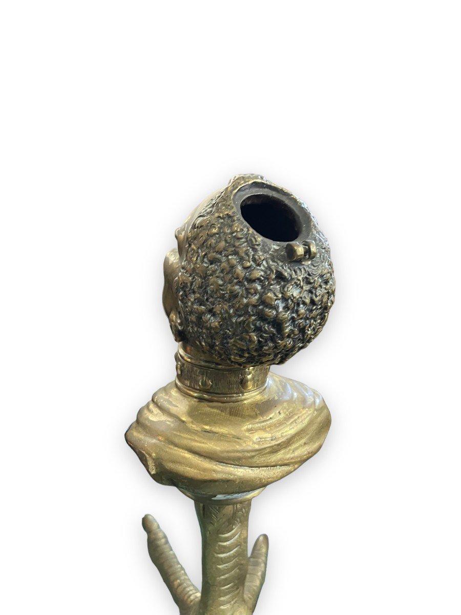 Pyrogen Cigar Lighter In Bronze Slave Head On A Bronze Rooster Leg Nineteenth-photo-7