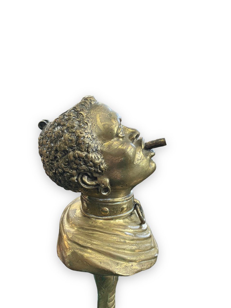 Pyrogen Cigar Lighter In Bronze Slave Head On A Bronze Rooster Leg Nineteenth-photo-8