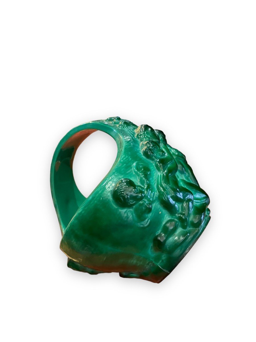 Heinrich Hoffman - Panier En Verre Moulé  Vase En Verre Couleur Malachite-photo-3