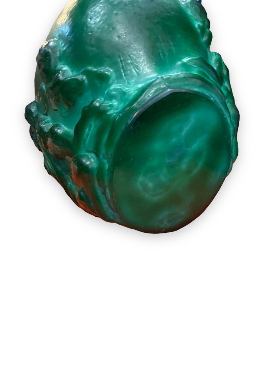 Heinrich Hoffman - Panier En Verre Moulé  Vase En Verre Couleur Malachite-photo-8