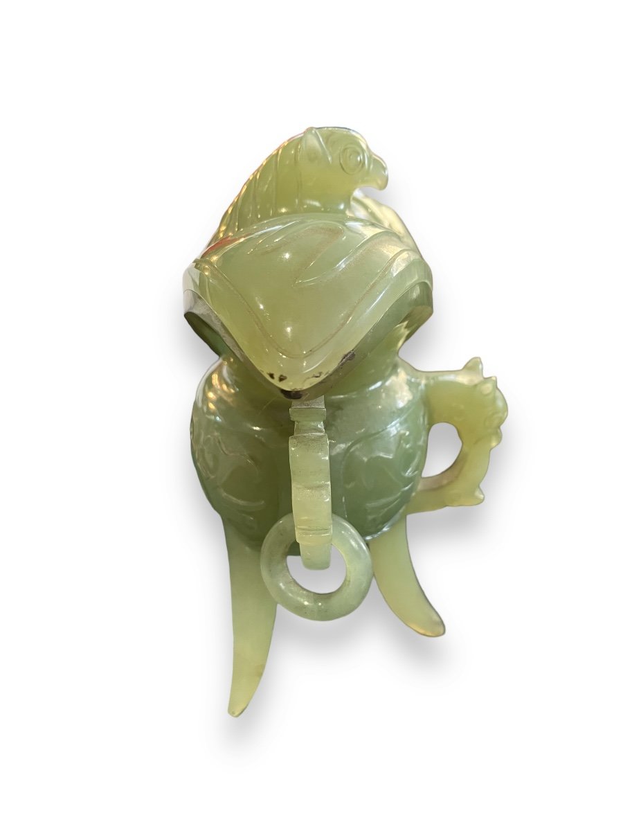 Brûle Parfum tripode En Serpentine Motif Chauve Souris-photo-3