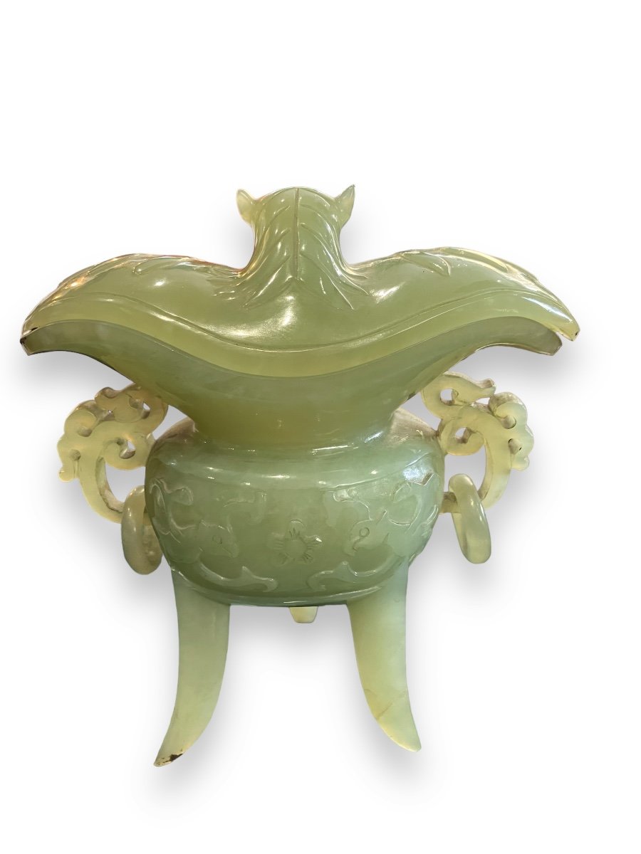 Brûle Parfum tripode En Serpentine Motif Chauve Souris-photo-2