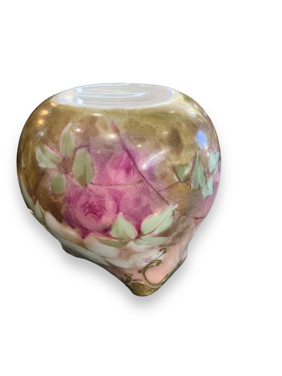 Vase En Porcelaine Peinte Et Dorée XIXeme-photo-2