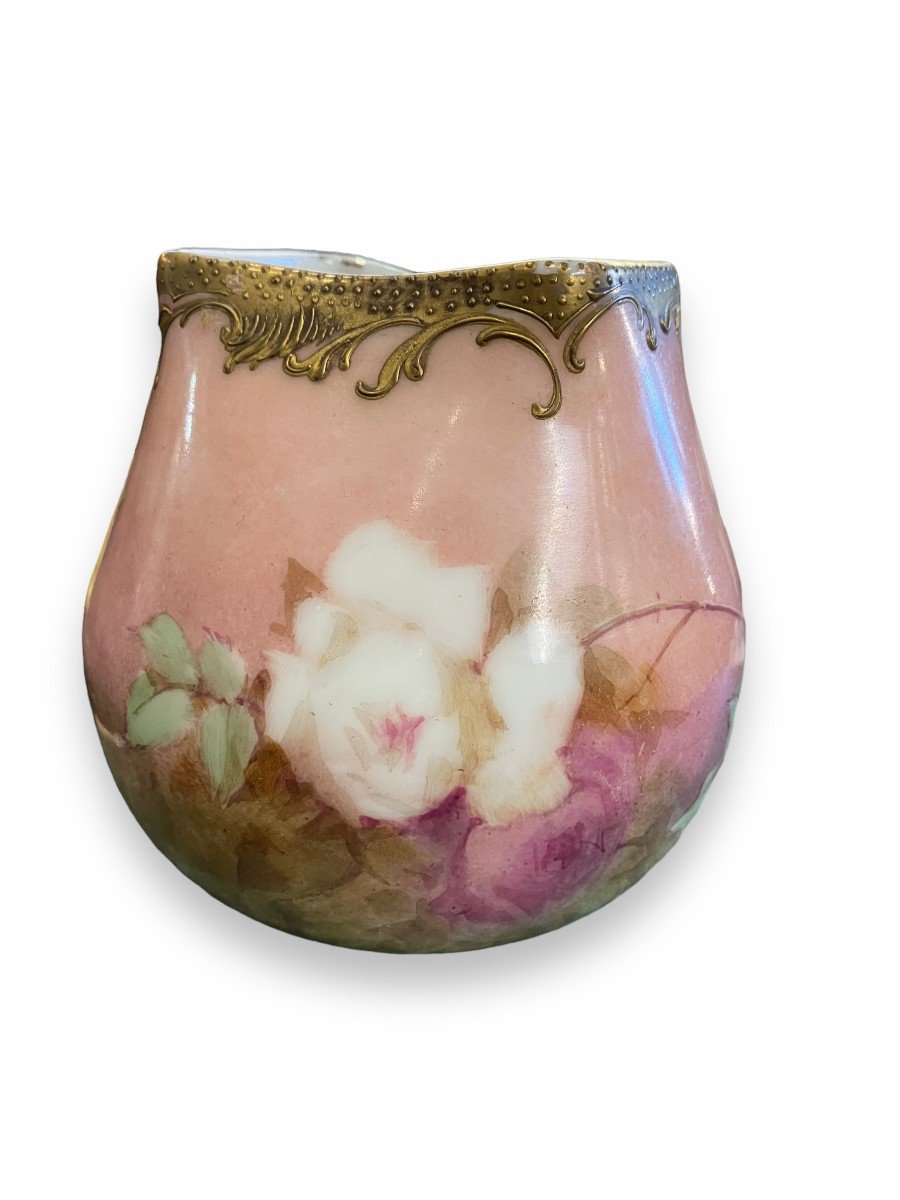 Vase En Porcelaine Peinte Et Dorée XIXeme-photo-2