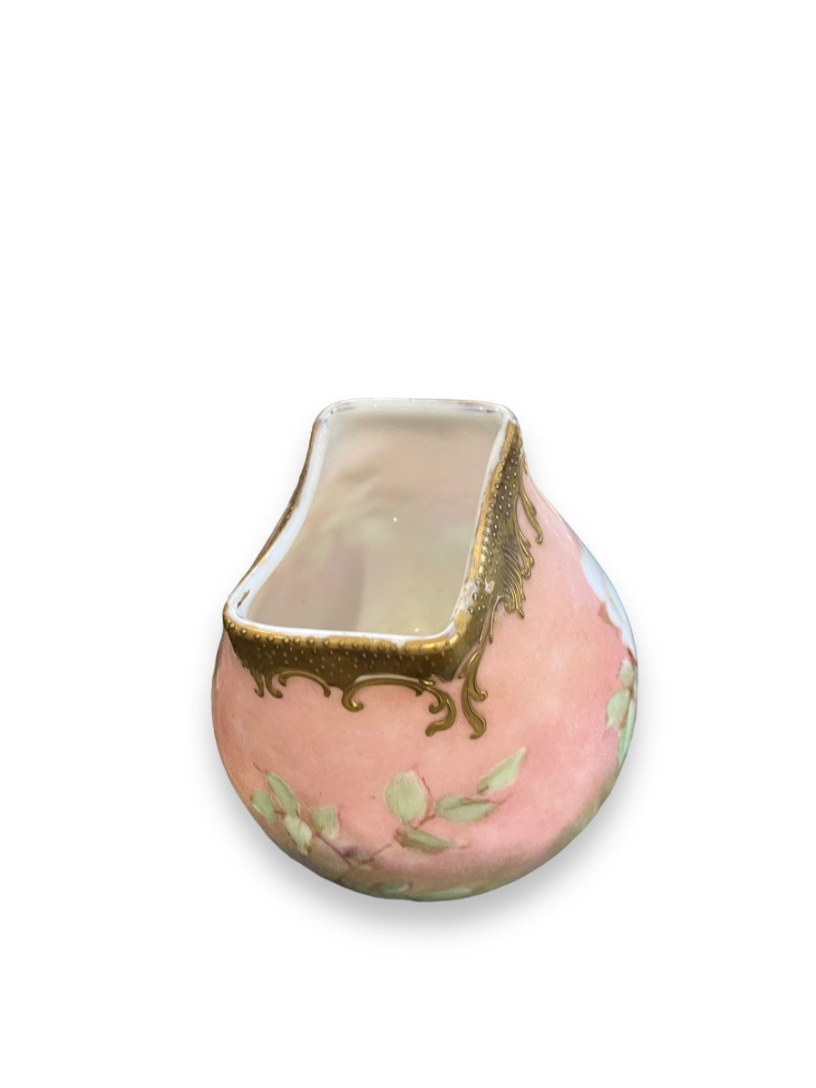 Vase En Porcelaine Peinte Et Dorée XIXeme-photo-3
