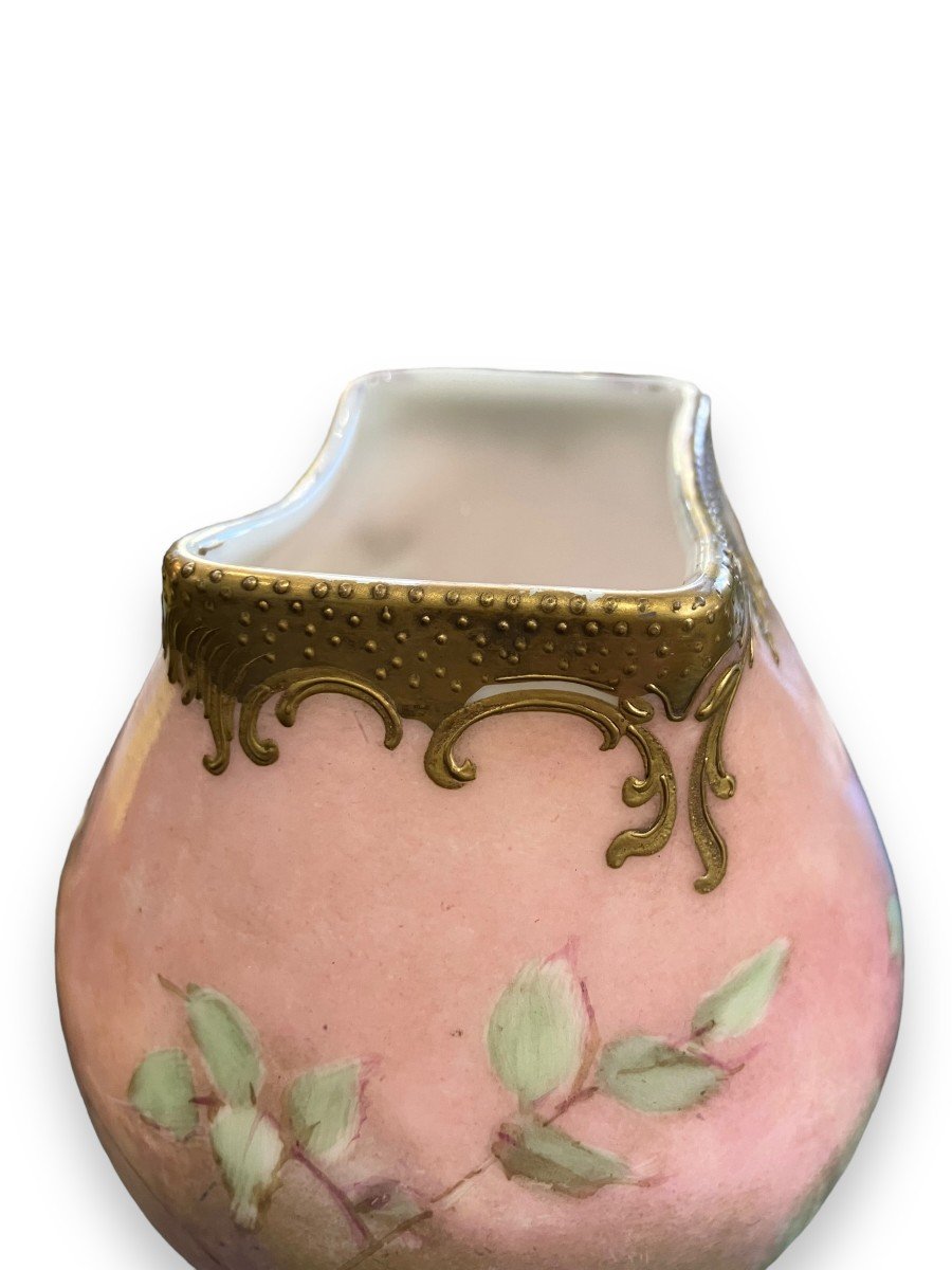 Vase En Porcelaine Peinte Et Dorée XIXeme-photo-4