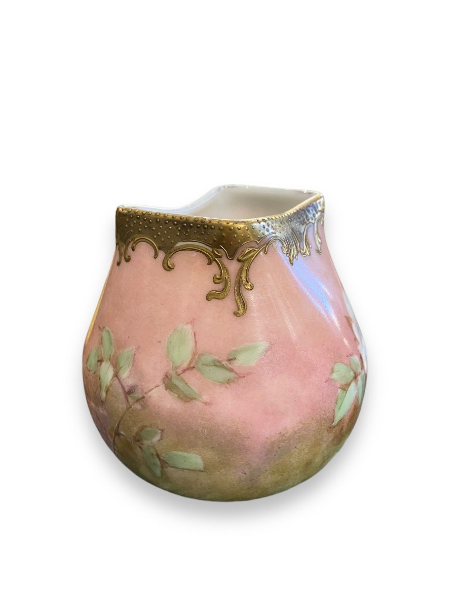 Vase En Porcelaine Peinte Et Dorée XIXeme-photo-5