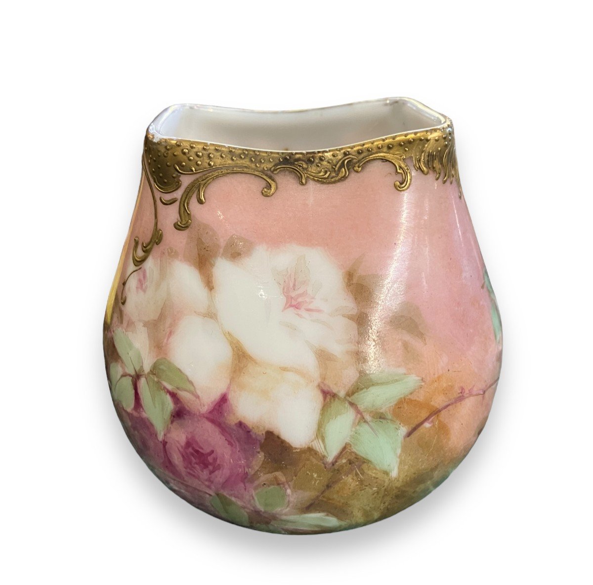 Vase En Porcelaine Peinte Et Dorée XIXeme