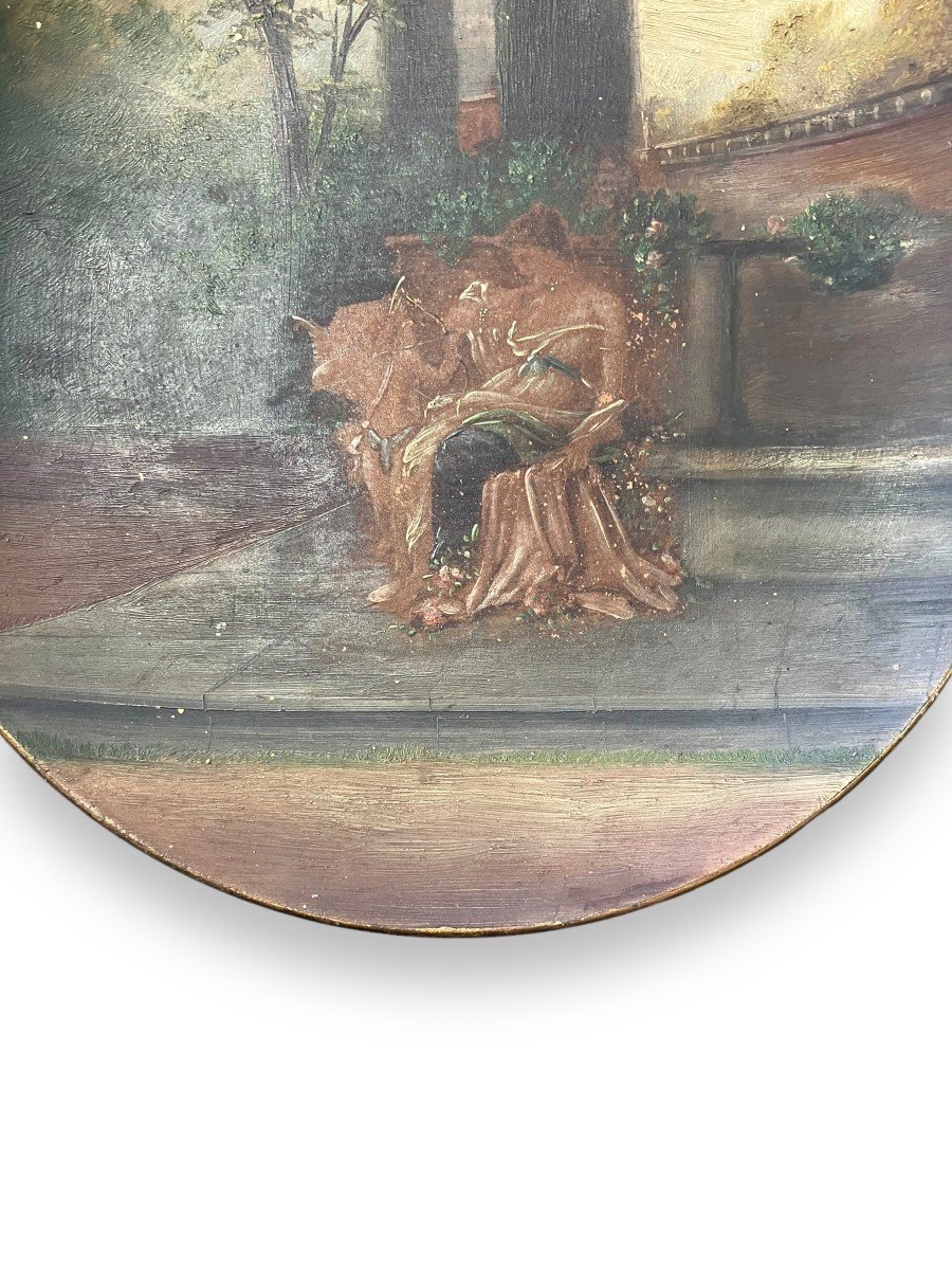 Importante Vase En Céramique Peinte Vénus Et Cupidon-photo-3