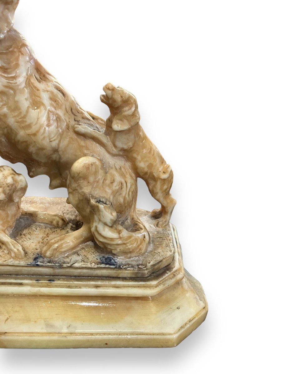Dog In Stone Of Alabaster 19th Century-photo-3