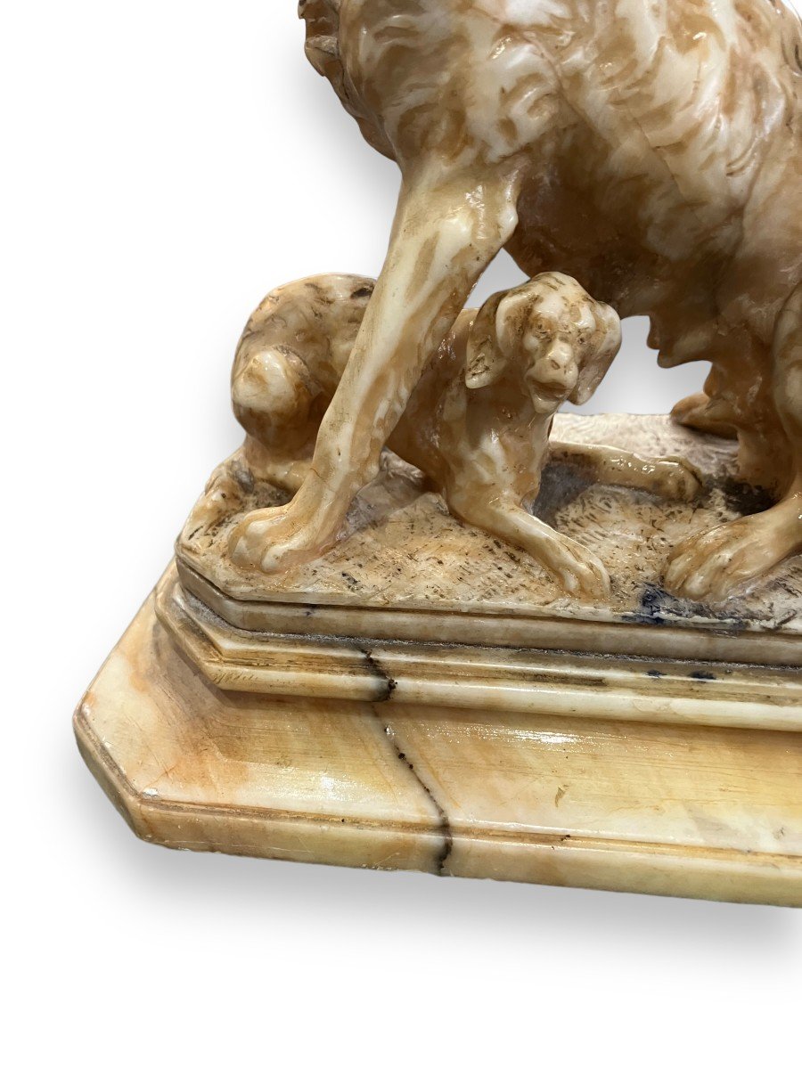 Dog In Stone Of Alabaster 19th Century-photo-1