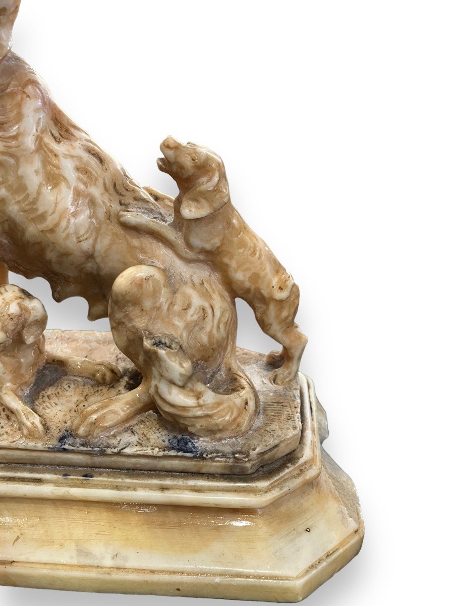 Dog In Stone Of Alabaster 19th Century-photo-2
