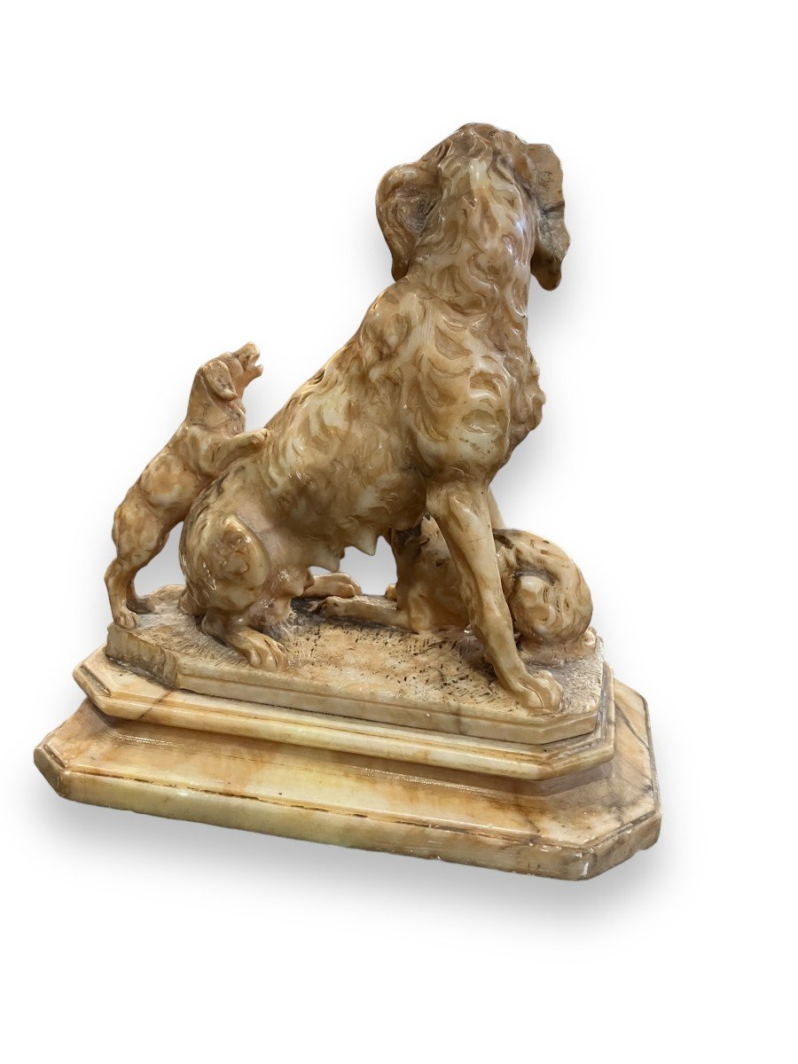 Dog In Stone Of Alabaster 19th Century-photo-5