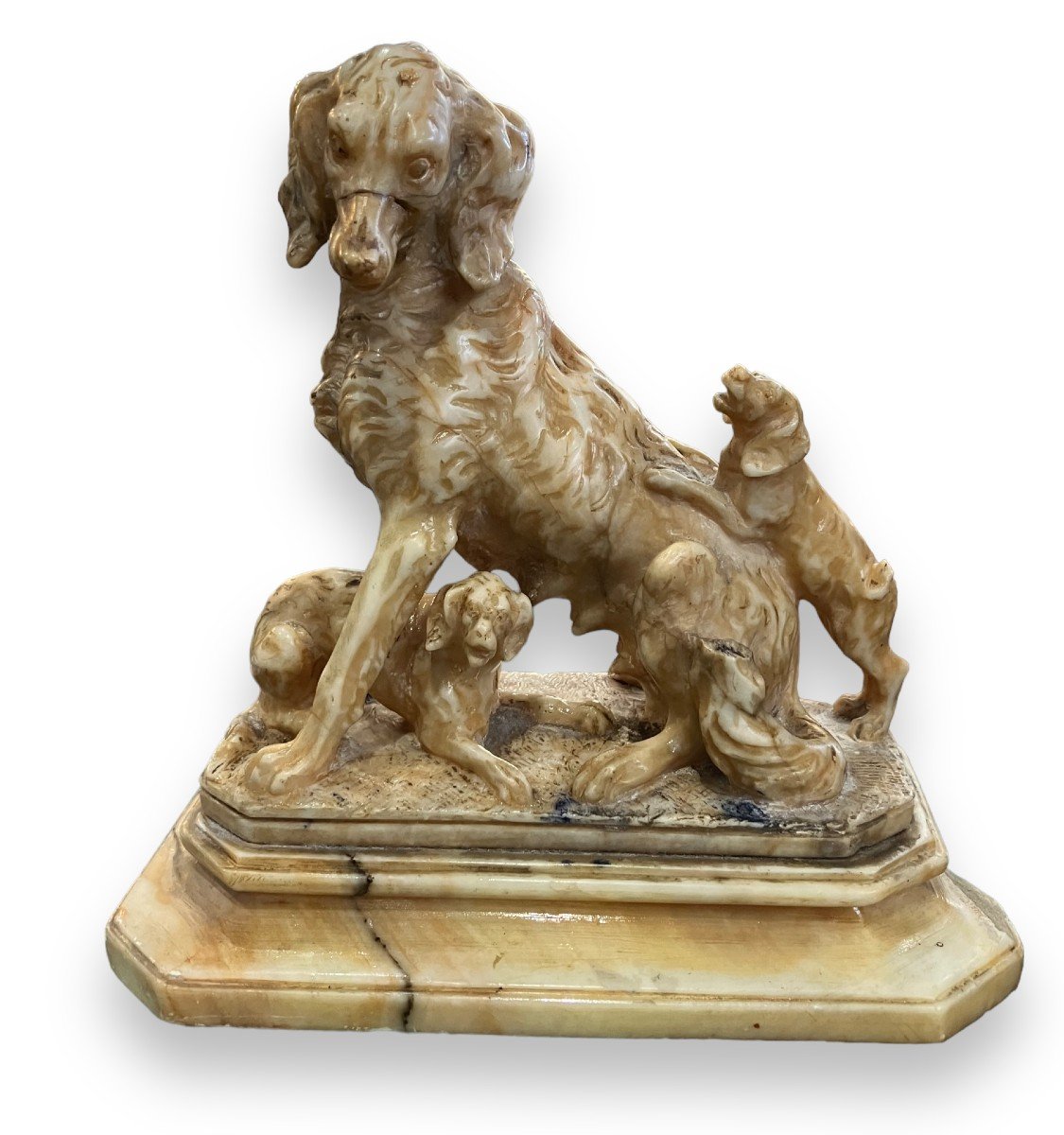 Dog In Stone Of Alabaster 19th Century