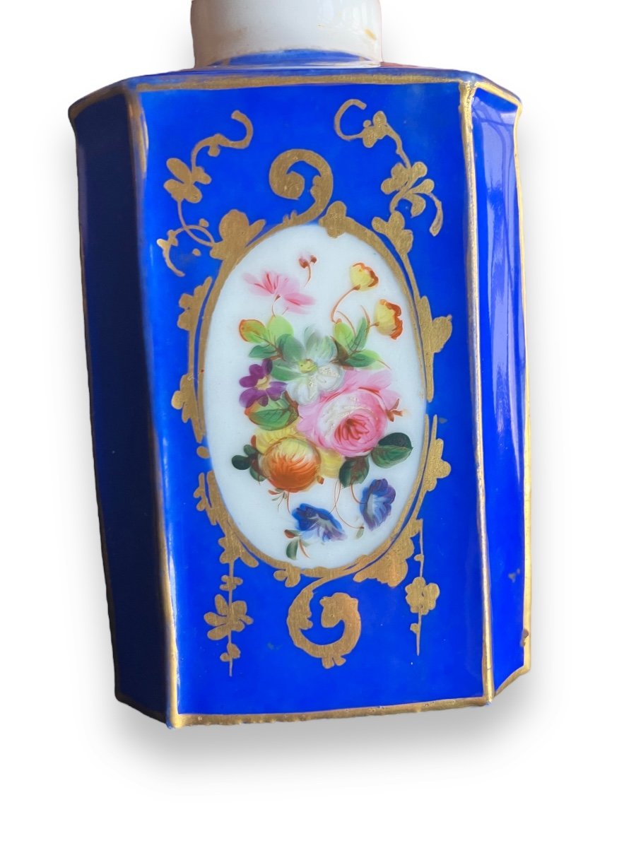 Flacon De Parfum En Porcelaine De Vieux Paris Fond Bleu-photo-8