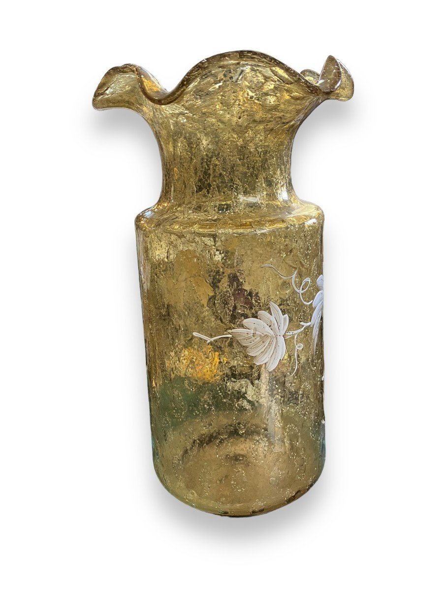 Important Vase En Verre émaillé Inclusions Dorées époque 1900-photo-2