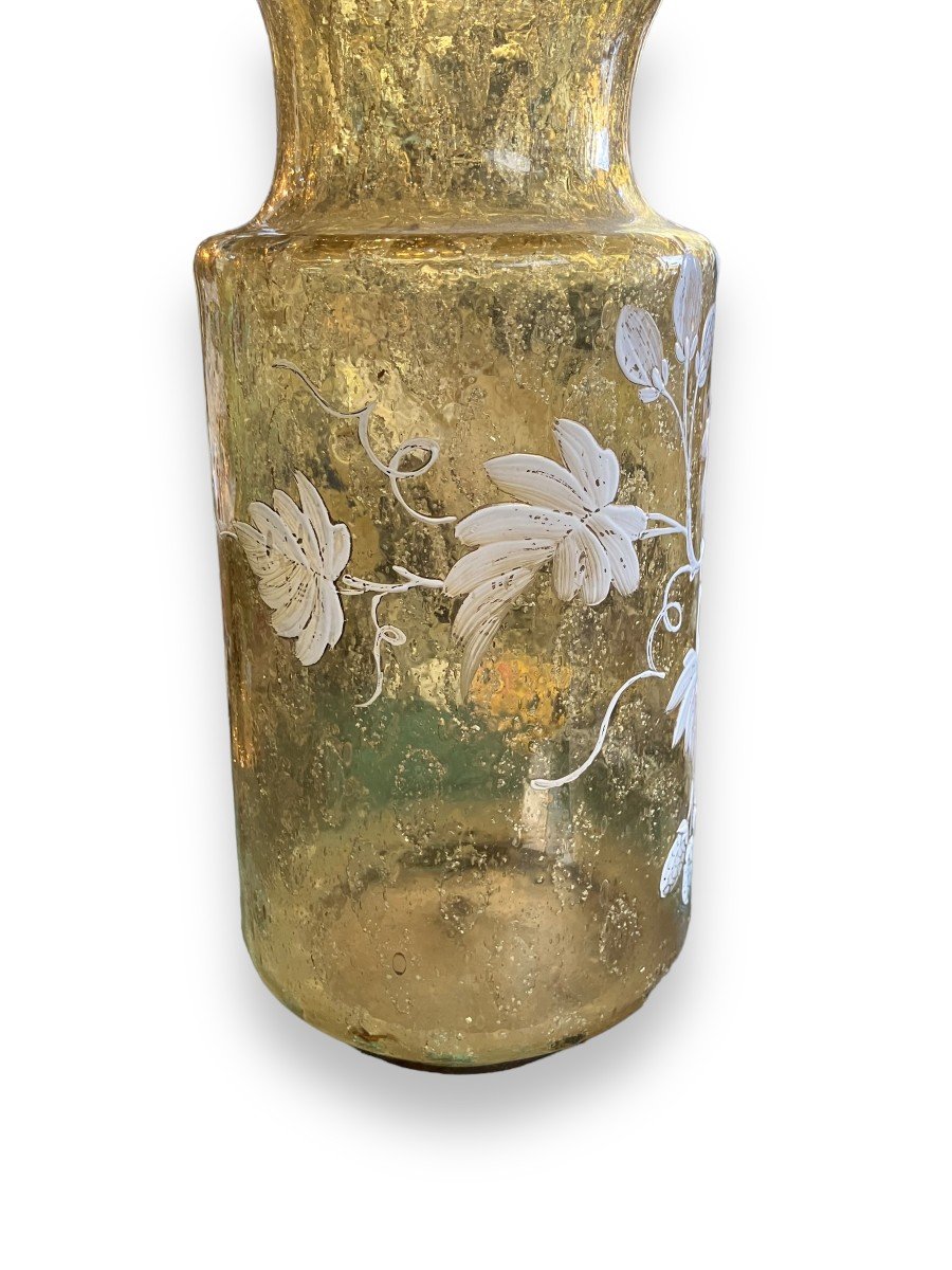 Important Vase En Verre émaillé Inclusions Dorées époque 1900-photo-4