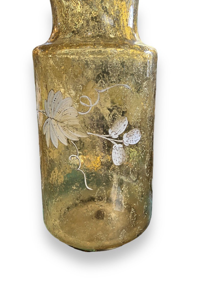 Important Vase En Verre émaillé Inclusions Dorées époque 1900-photo-5