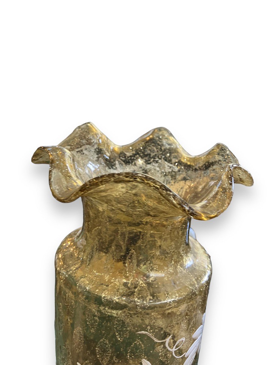 Important Vase En Verre émaillé Inclusions Dorées époque 1900-photo-6