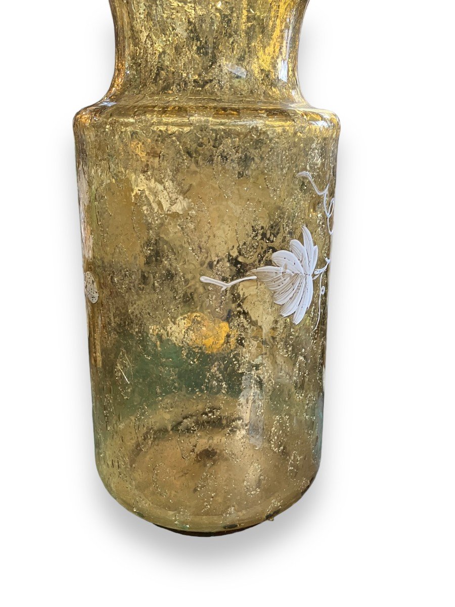 Important Vase En Verre émaillé Inclusions Dorées époque 1900-photo-7