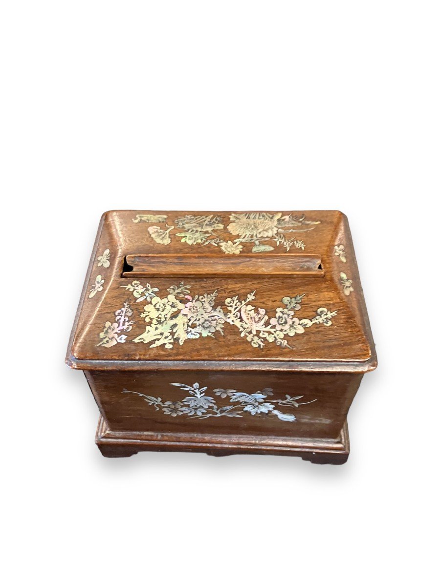 Cigarette Tobacco Box In Rosewood And Mother Of Pearl-photo-4