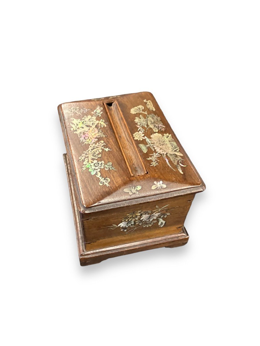 Cigarette Tobacco Box In Rosewood And Mother Of Pearl-photo-1