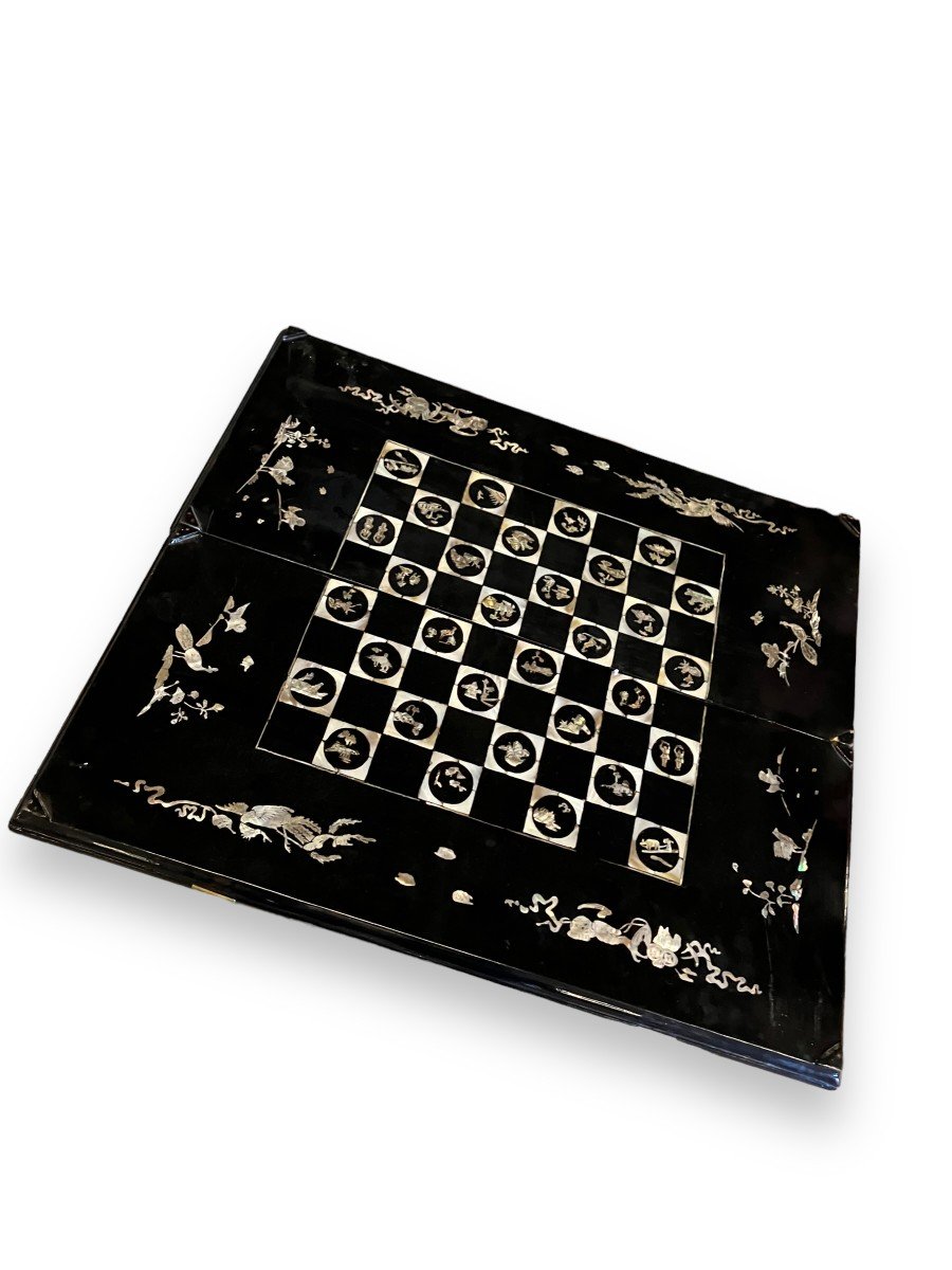 Game Board In Lacquered Wood And Mother-of-pearl China-photo-2