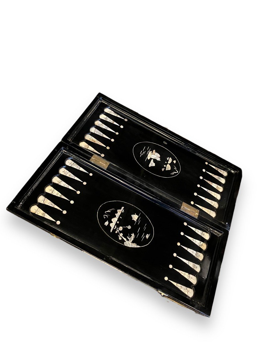 Game Board In Lacquered Wood And Mother-of-pearl China-photo-4