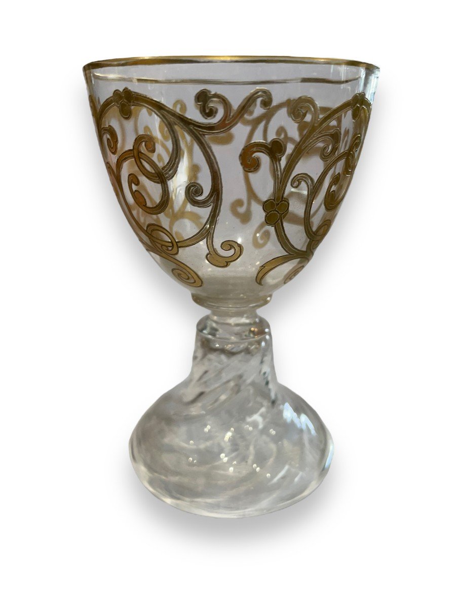 Golden Crystal Water Glass From Saint-louis Model Cluny-photo-2