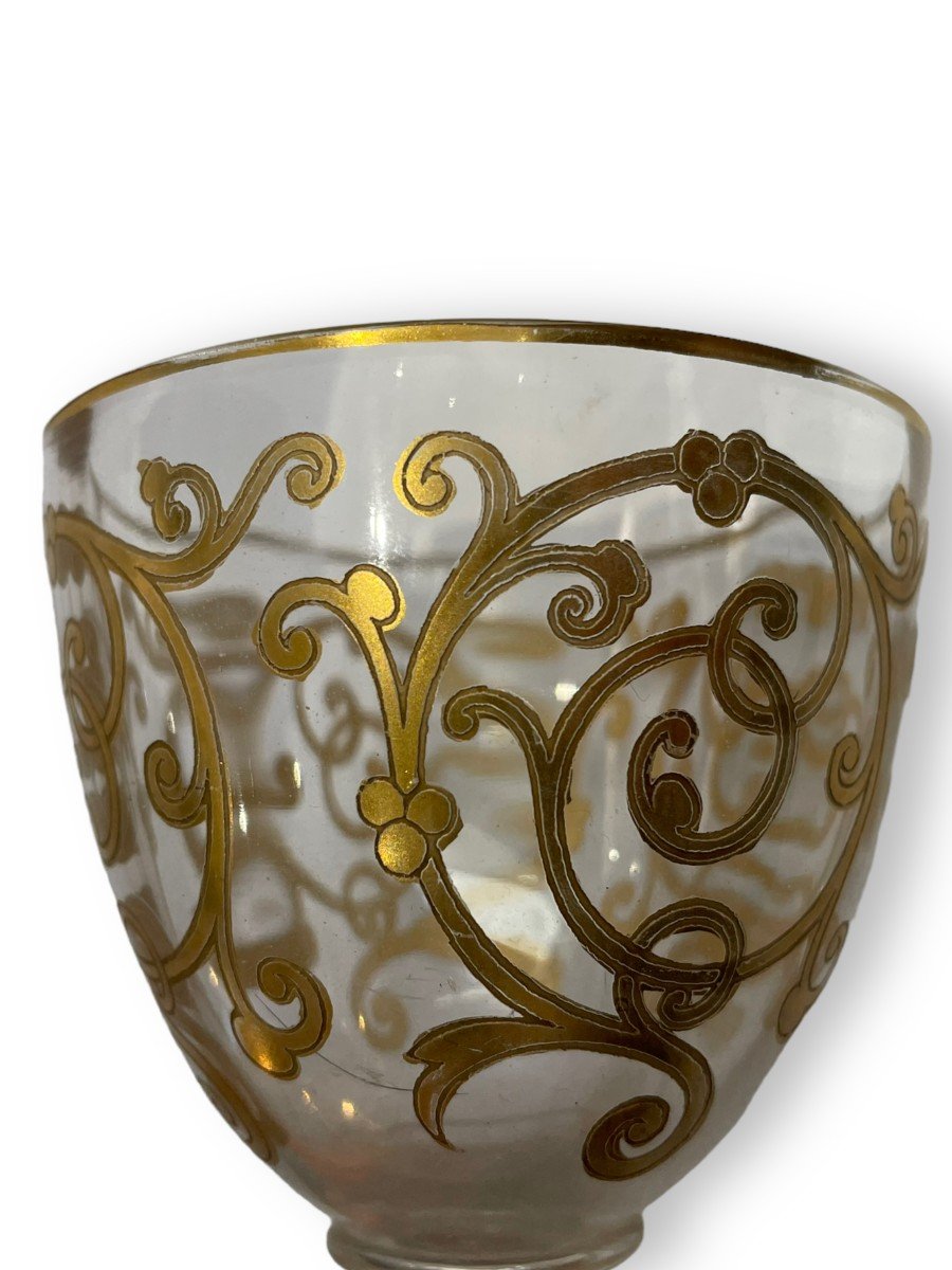 Golden Crystal Water Glass From Saint-louis Model Cluny-photo-1