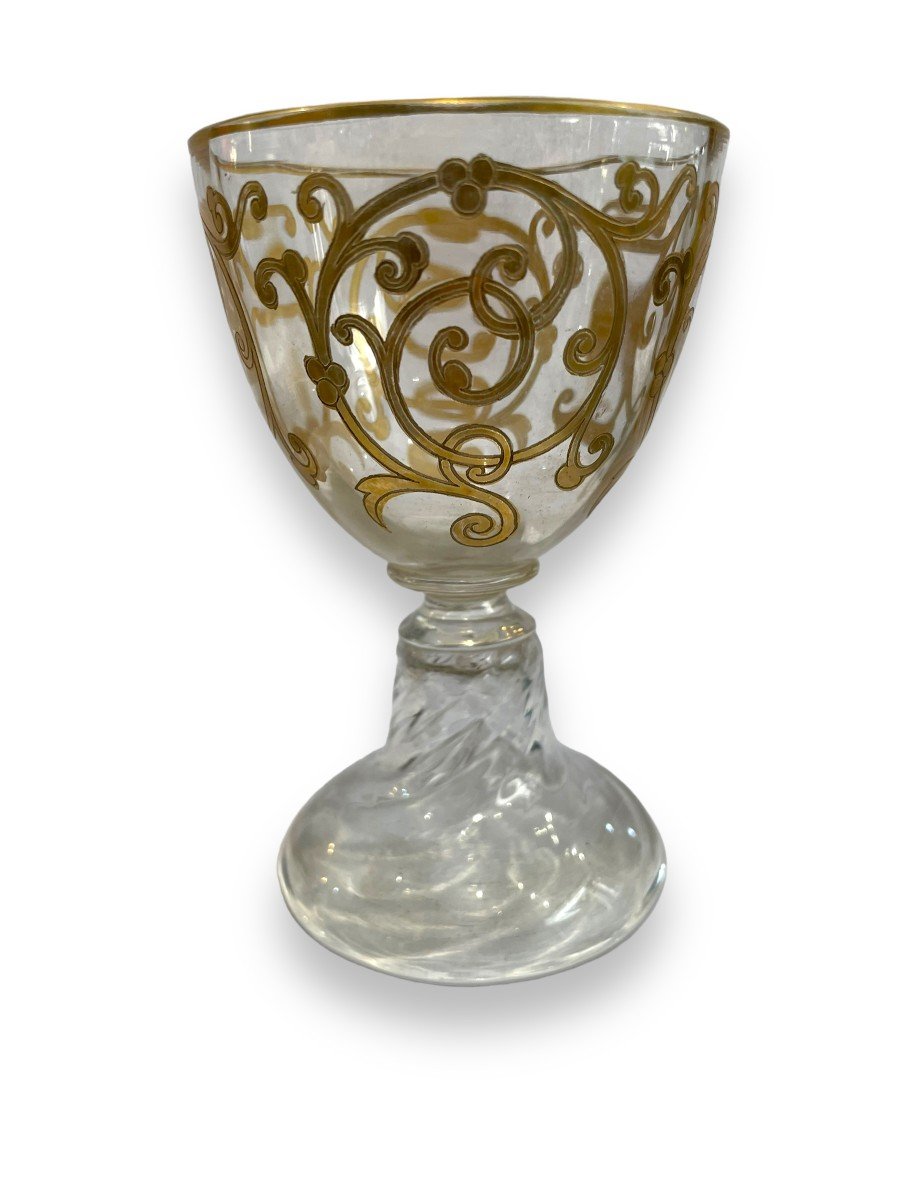 Golden Crystal Water Glass From Saint-louis Model Cluny-photo-4