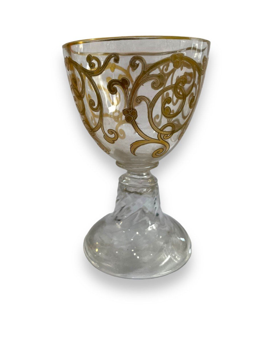 Golden Crystal Water Glass From Saint-louis Model Cluny-photo-5