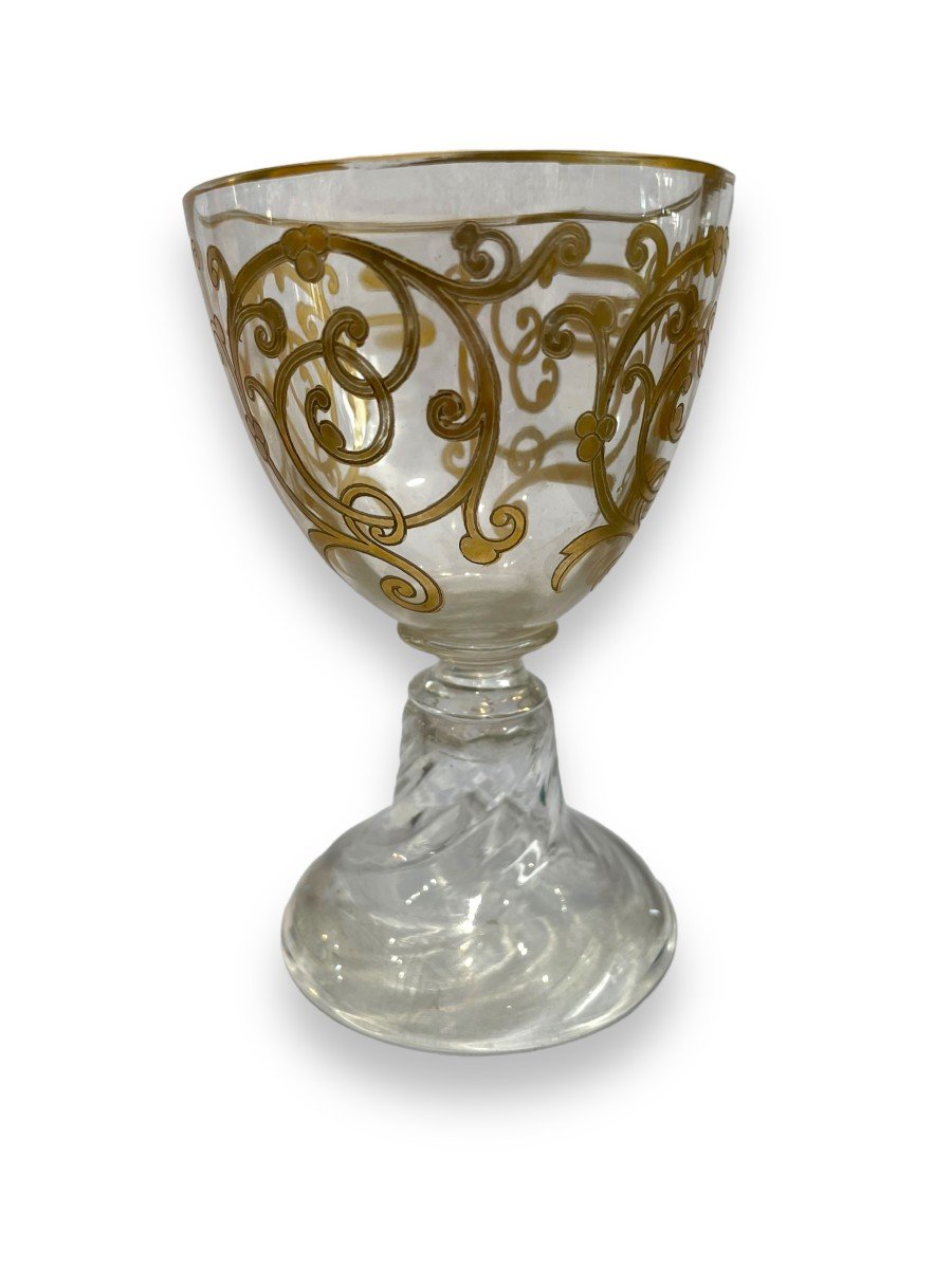 Golden Crystal Water Glass From Saint-louis Model Cluny-photo-6