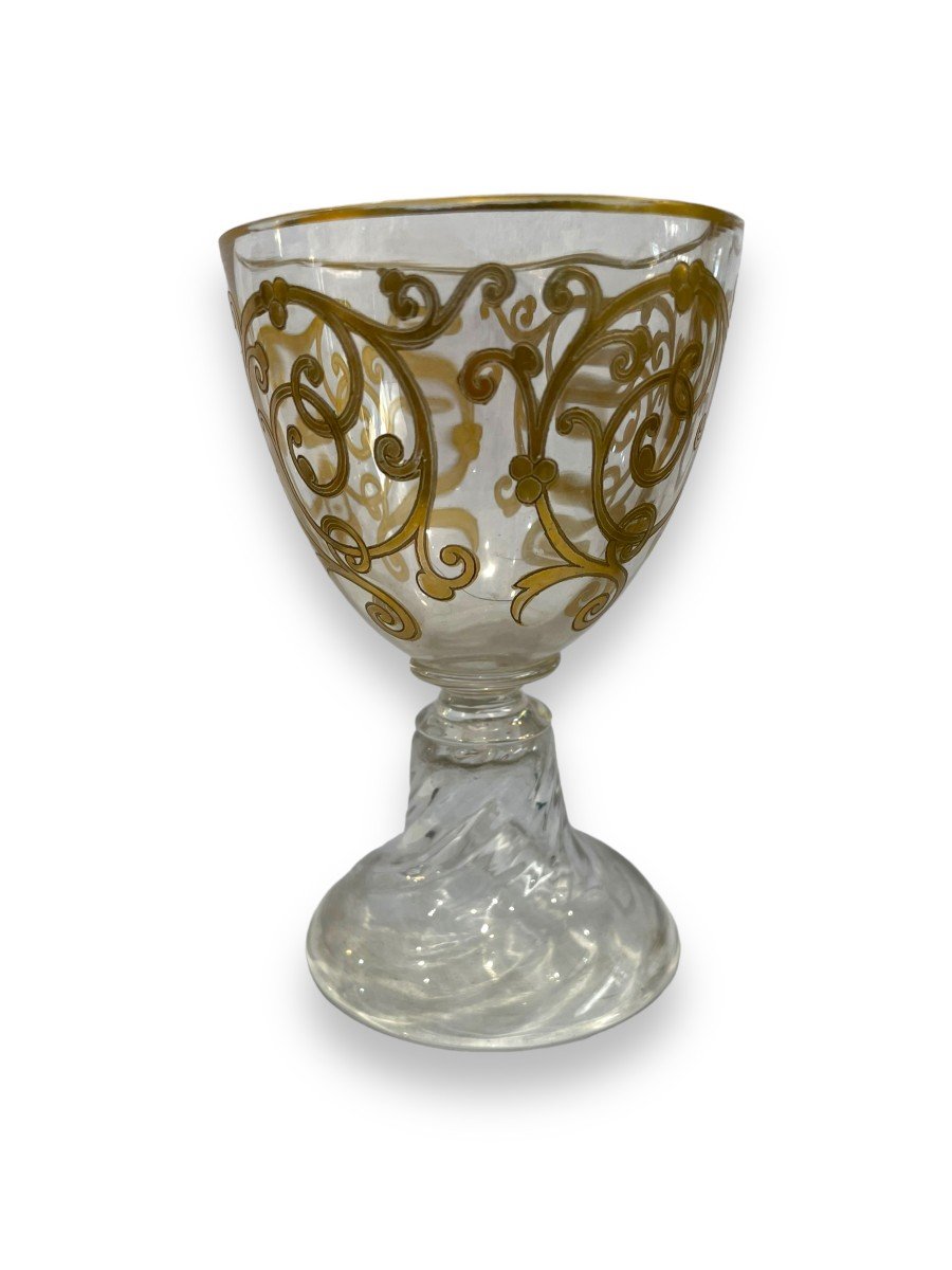 Golden Crystal Water Glass From Saint-louis Model Cluny-photo-7