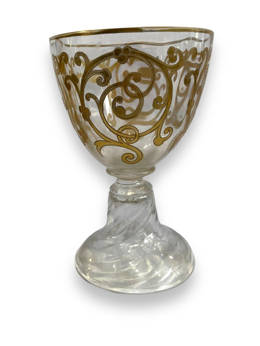 Golden Crystal Water Glass From Saint-louis Model Cluny-photo-8