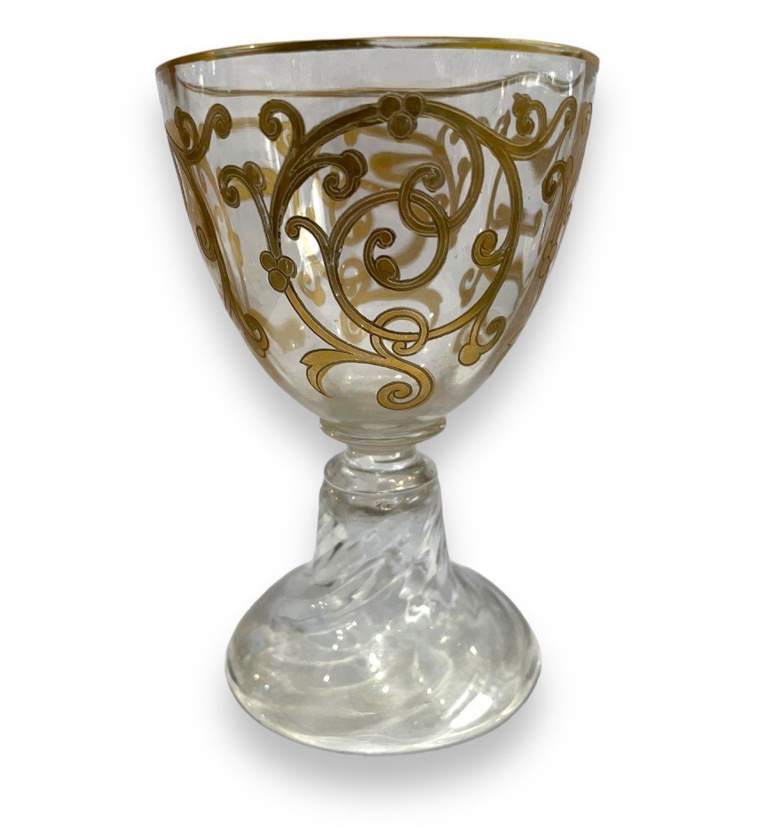 Golden Crystal Water Glass From Saint-louis Model Cluny