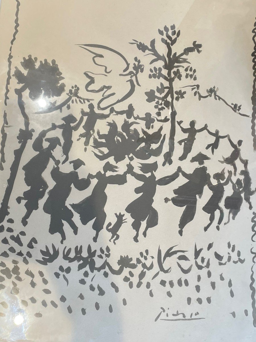 Picasso (after) La Ronde De La Paix Large Original Lithograph On Velin