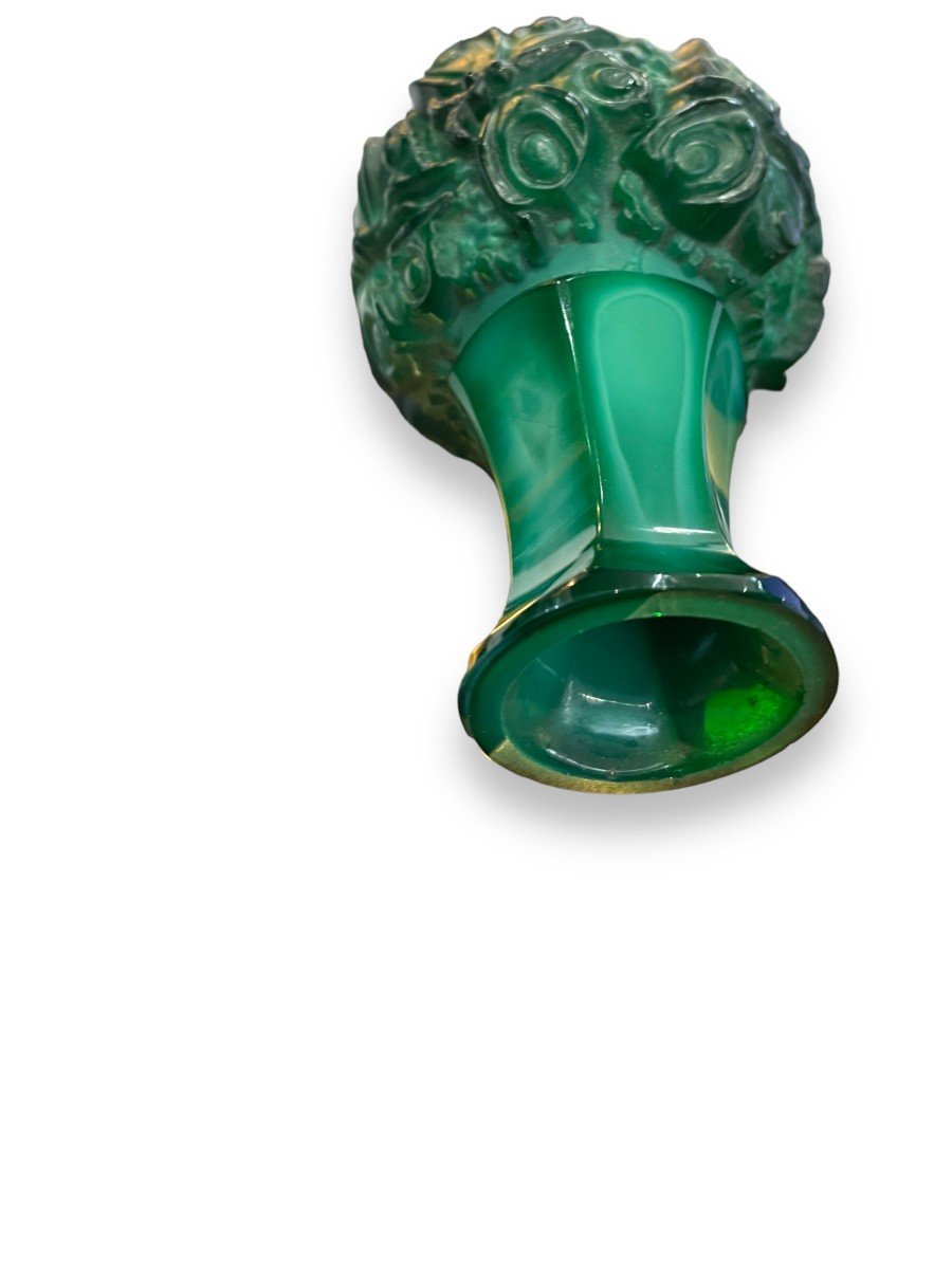 Malachite Colored Glass Vase By Hoffmann Art Deco-photo-3