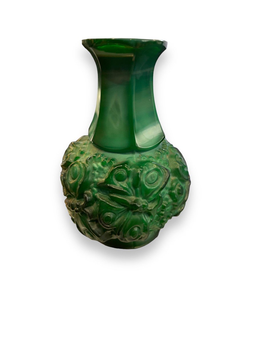 Malachite Colored Glass Vase By Hoffmann Art Deco-photo-4
