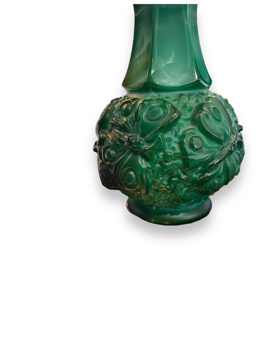 Malachite Colored Glass Vase By Hoffmann Art Deco-photo-7