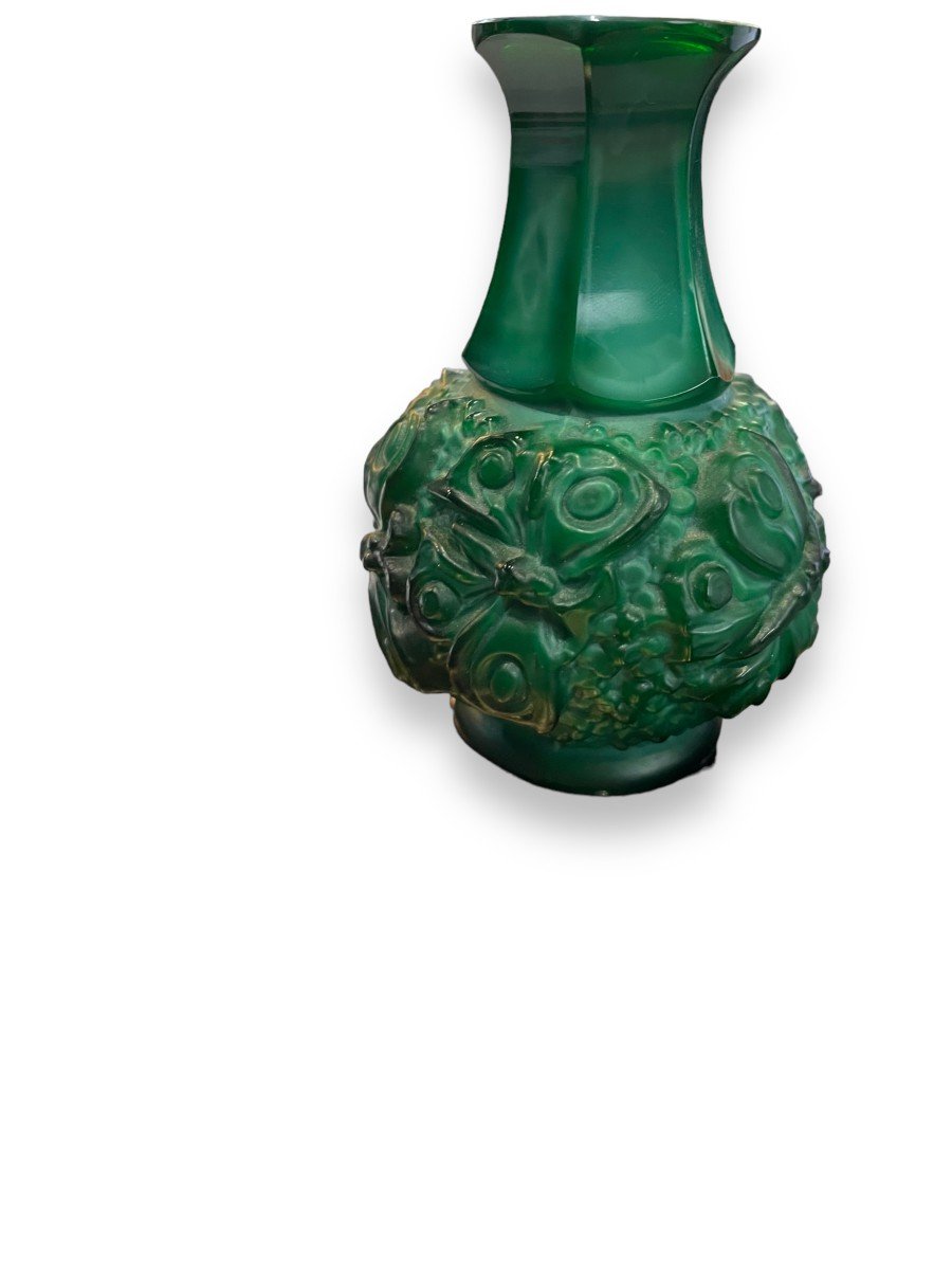 Malachite Colored Glass Vase By Hoffmann Art Deco-photo-8