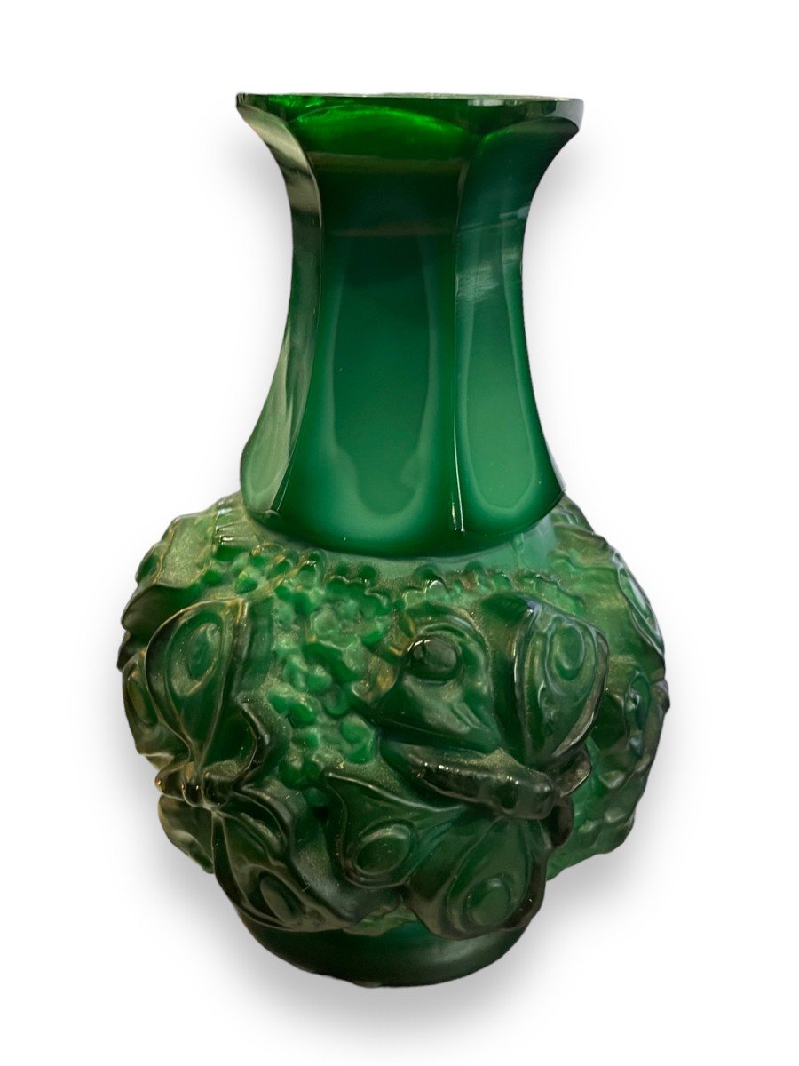 Malachite Colored Glass Vase By Hoffmann Art Deco