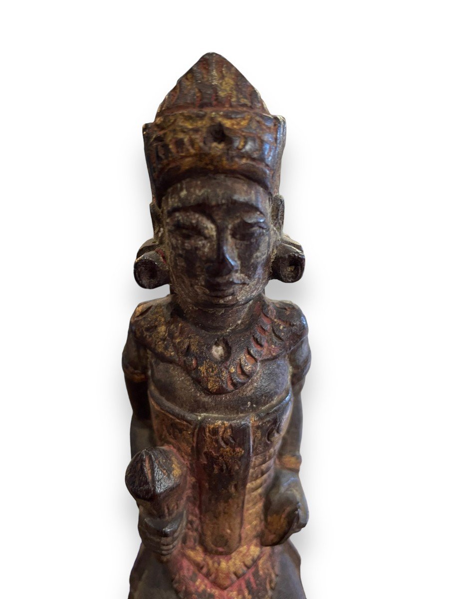 Divinité Hindou Statue Balinaise Polychrome-photo-2