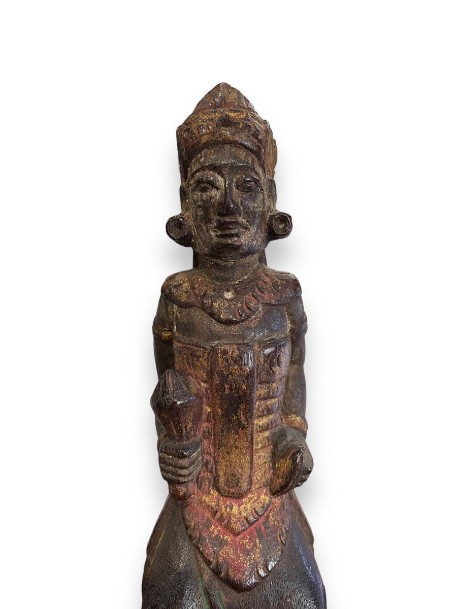 Divinité Hindou Statue Balinaise Polychrome-photo-8