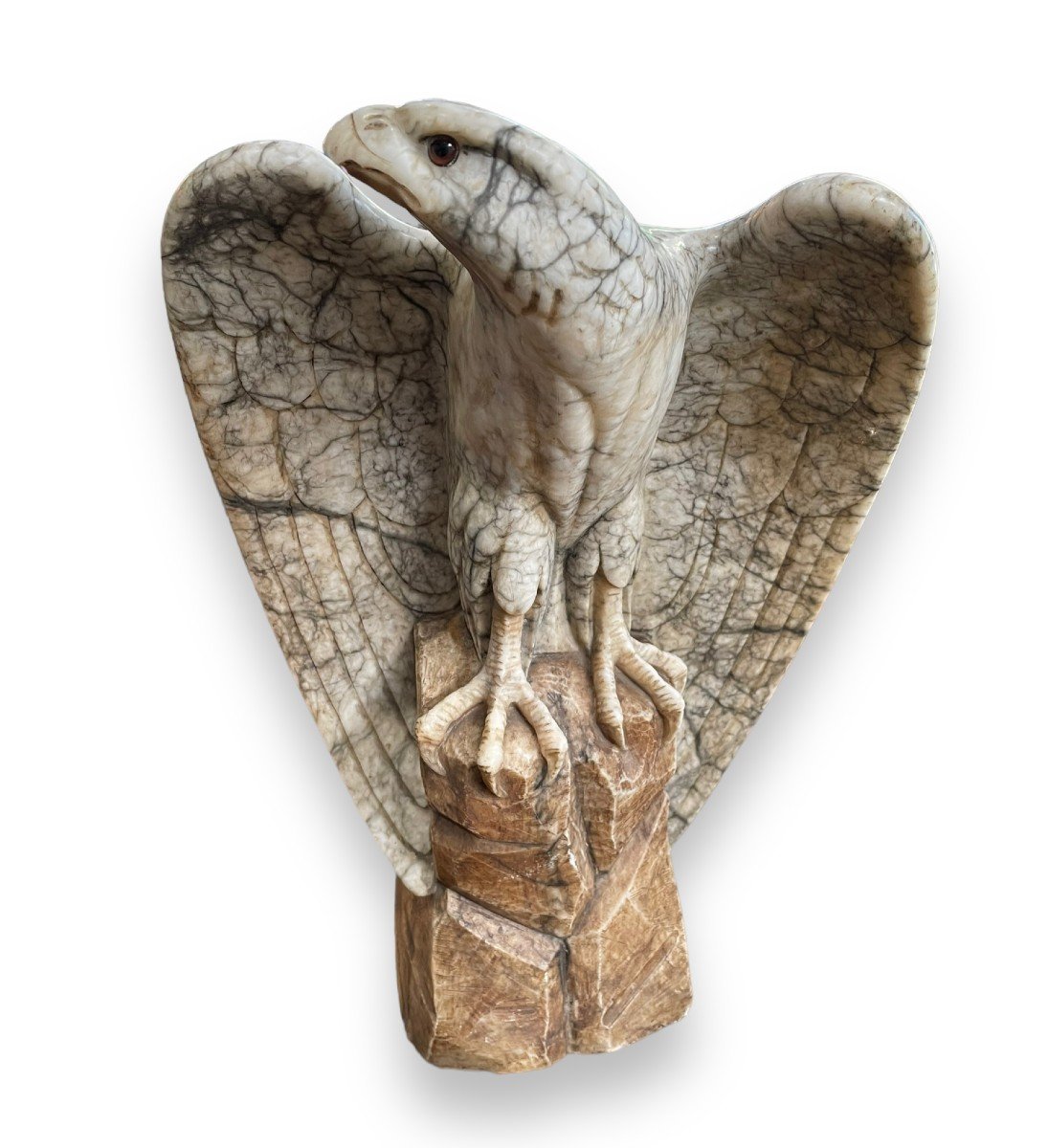 Important Eagle Sculpture In Marble And Agate