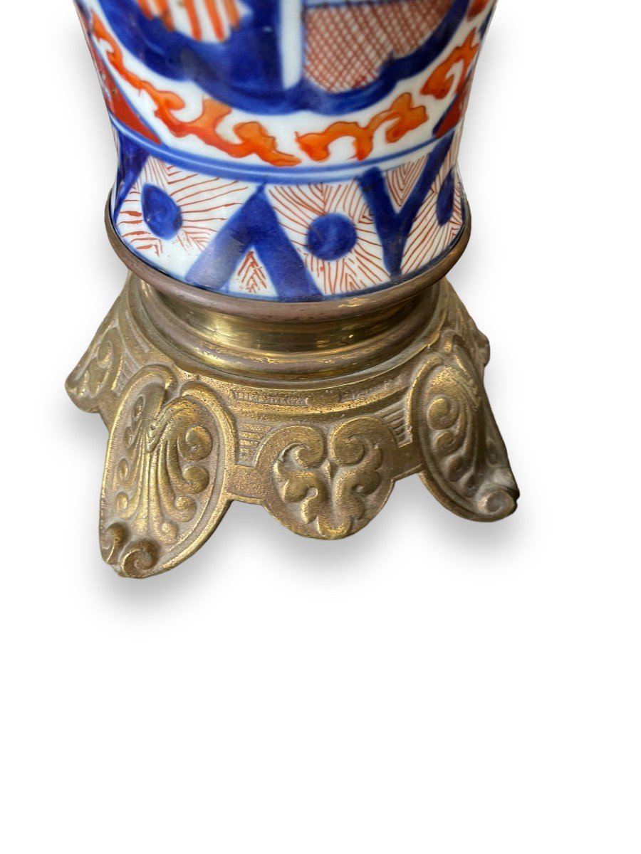 Pair Of Imari Vase In Nineteenth Bronze Base-photo-2