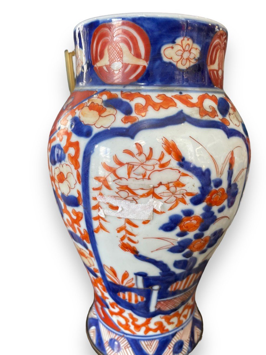 Pair Of Imari Vase In Nineteenth Bronze Base-photo-5